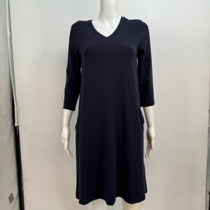 NWT Eileen Fisher V-Neck A-Line Dress Women's XXS Noctn  $178